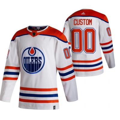Edmonton Oilers Custom White Men's Adidas 202021 Reverse Retro Alternate NHL Jersey